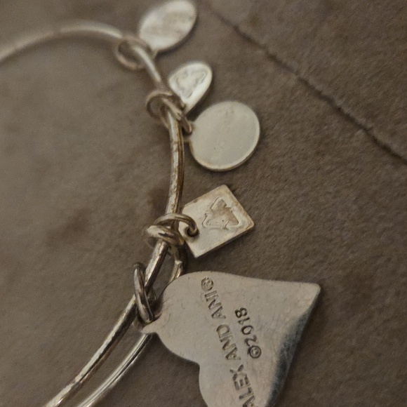 Alex and Ani Silver Bracelet with Red Heart Charm - Picture 2 of 5